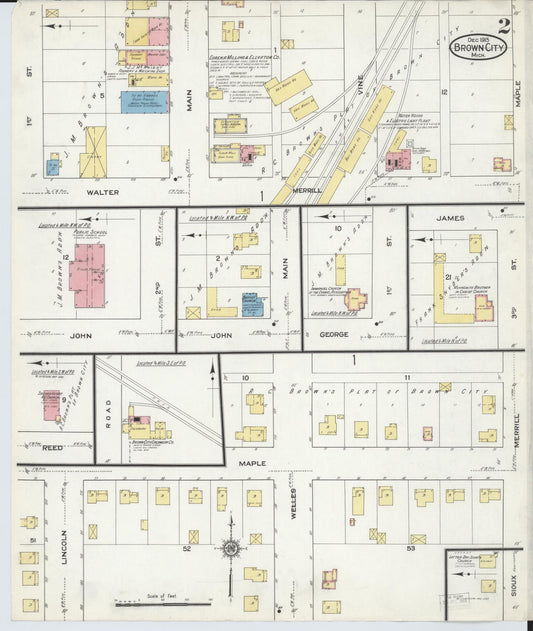 Sanborn Fire Insurance Map from Brown City, Sanilac County, Michigan (1915), Sheet #0002 - Historic Sanborn Fire Insurance Map Print, vintage old map wall art, antique decor, genealogy gift, Michigan Michigan map