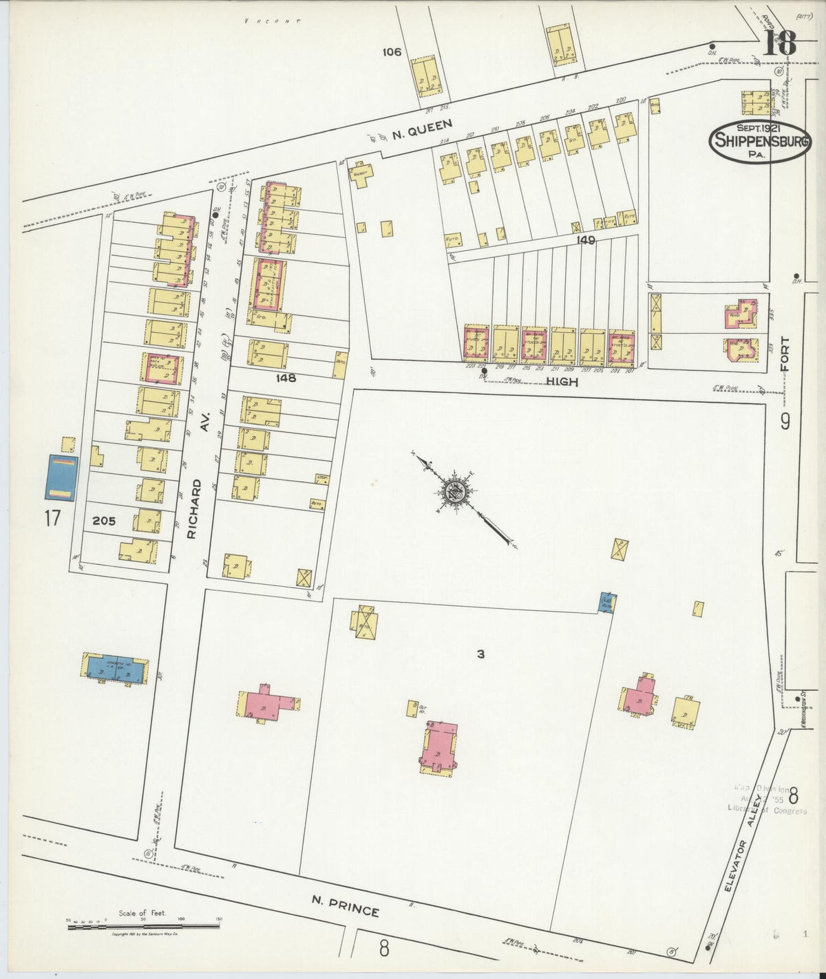 Sanborn Fire Insurance Map from Shippensburg, Cumberland And Franklin Counties, Pennsylvania (1921), Sheet #0018 - Historic Sanborn Fire Insurance Map Print, vintage old map wall art, antique decor, genealogy gift, Counties Pennsylvania map