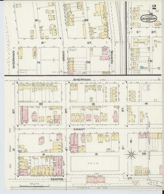 Sanborn Fire Insurance Map from Dennison, Tuscarawas County, Ohio (1892), Sheet #0002 - Historic Sanborn Fire Insurance Map Print, vintage old map wall art, antique decor, genealogy gift, Ohio Ohio map