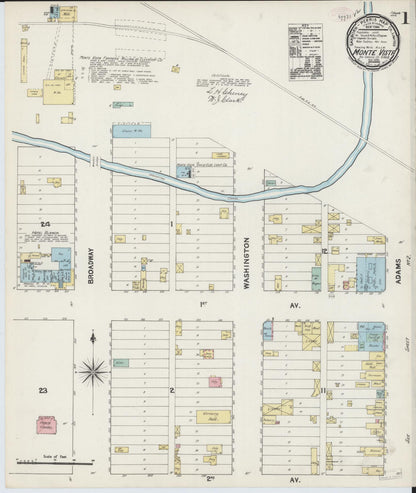 Sanborn Fire Insurance Map from Monte Vista, Rio Grande County, Colorado (1890), Sheet #0001 - Complete Map Set gallery image, historic Sanborn map, vintage wall art, Colorado Colorado