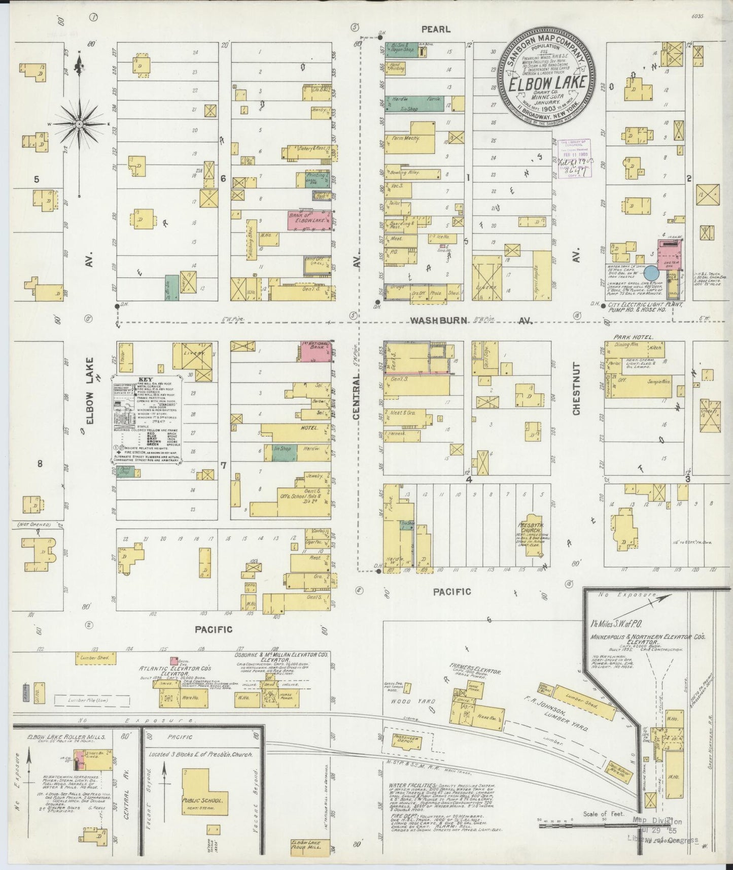 Sanborn Fire Insurance Map from Elbow Lake, Grant County, Minnesota (1903), Sheet #0001 - Historic Sanborn Fire Insurance Map Print, vintage old map wall art, antique decor, genealogy gift, Minnesota Minnesota map