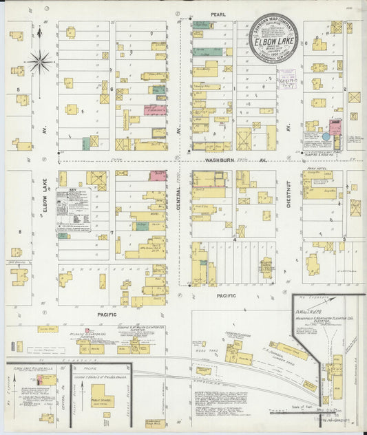 Sanborn Fire Insurance Map from Elbow Lake, Grant County, Minnesota (1903), Sheet #0001 - Historic Sanborn Fire Insurance Map Print, vintage old map wall art, antique decor, genealogy gift, Minnesota Minnesota map