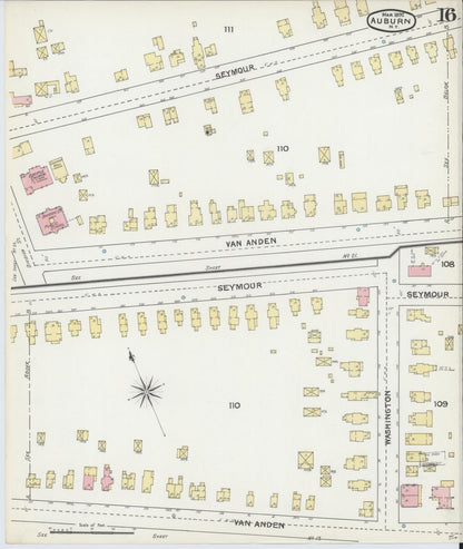 Sanborn Fire Insurance Map from Auburn, Cayuga County, New York (1892), Sheet #0016 - Complete Map Set gallery image, historic Sanborn map, vintage wall art, New York New York