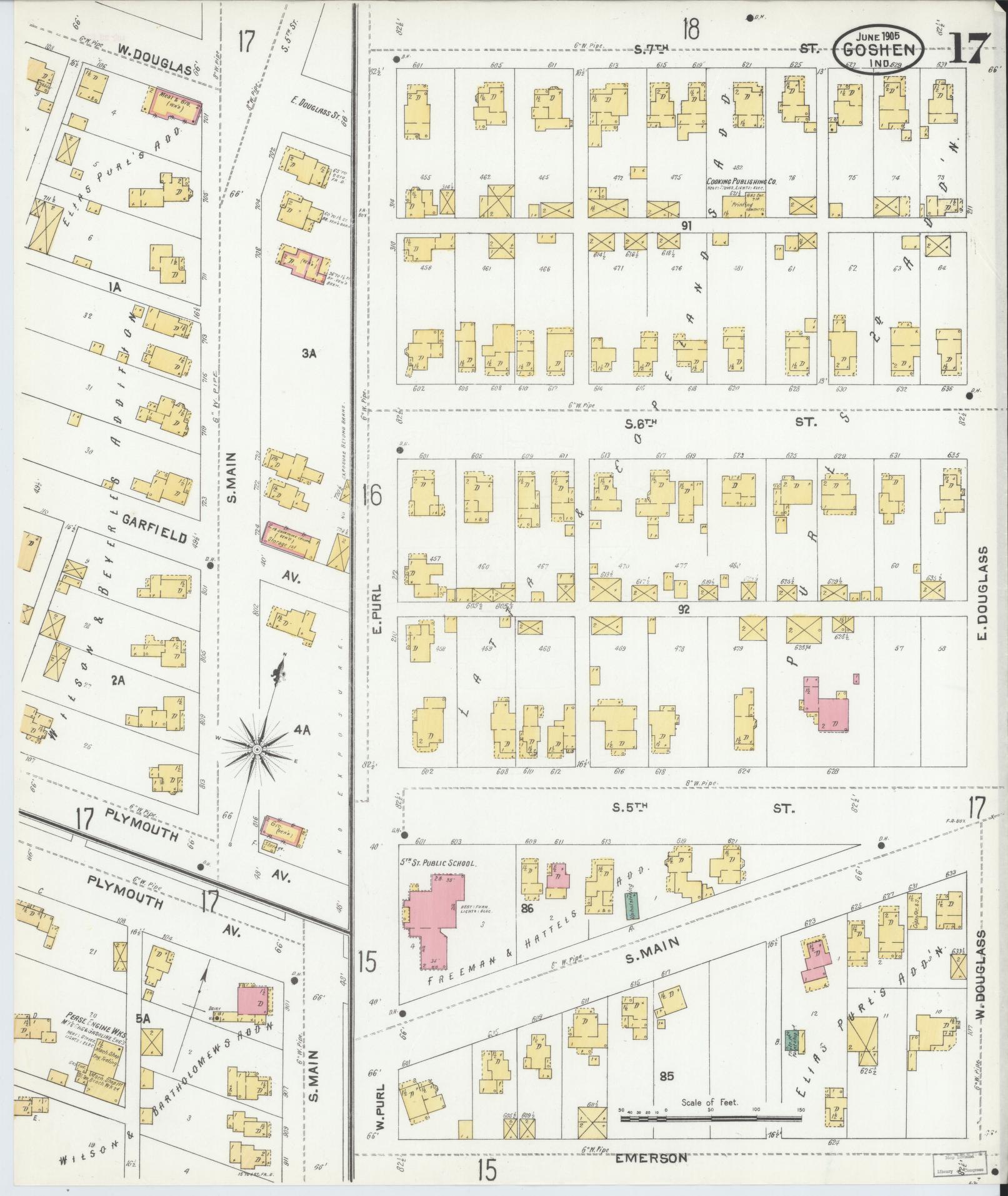 Sanborn Fire Insurance Map from Goshen, Elkhart County, Indiana (1905), Sheet #0017 - Complete Map Set gallery image, historic Sanborn map, vintage wall art, Indiana Indiana