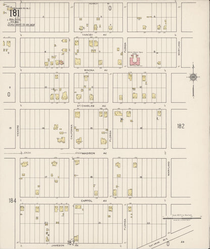 Sanborn Fire Insurance Map from Montgomery, Montgomery County, Alabama (1922), Sheet #0181 - Complete Map Set gallery image, historic Sanborn map, vintage wall art, Alabama Alabama