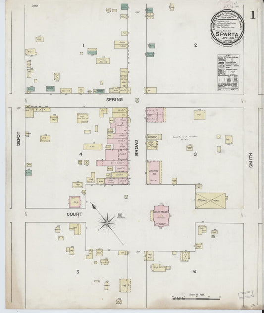 Sanborn Fire Insurance Map from Sparta, Hancock County, Georgia. (1889) – Historic Sanborn Fire Insurance Map Print
