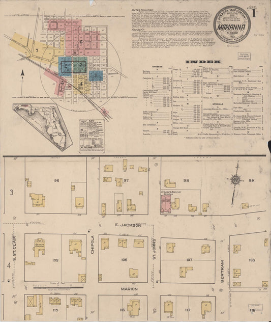 Sanborn Fire Insurance Map from Marianna, Jackson County, Florida. (1922) – Historic Sanborn Fire Insurance Map Print