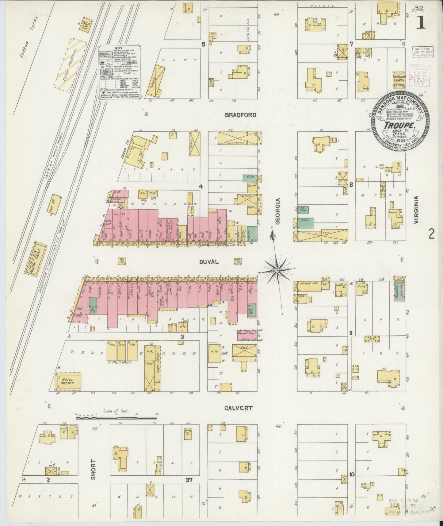 Sanborn Fire Insurance Map from Troup, Smith County, Texas (1904), Sheet #0001 - Historic Sanborn Fire Insurance Map Print, vintage old map wall art, antique decor, genealogy gift, Texas Texas map
