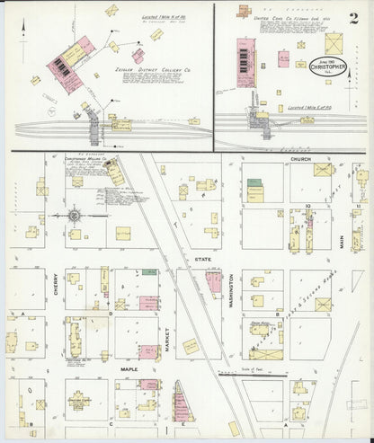 Sanborn Fire Insurance Map from Christopher, Franklin County, Illinois (1910), Sheet #0002 - Historic Sanborn Fire Insurance Map Print, vintage old map wall art, antique decor, genealogy gift, Illinois Illinois map