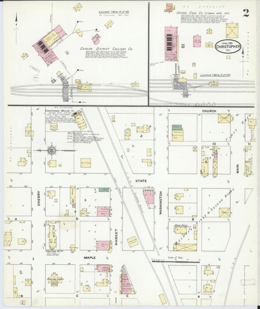 Sanborn Fire Insurance Map from Christopher, Franklin County, Illinois (1910), Sheet #0002 - Historic Sanborn Fire Insurance Map Print, vintage old map wall art, antique decor, genealogy gift, Illinois Illinois map