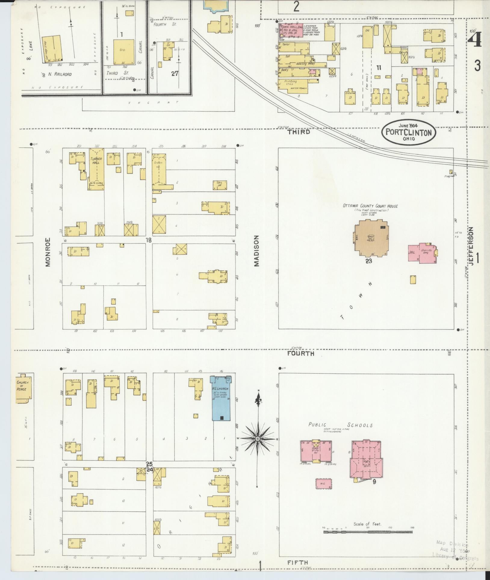 Sanborn Fire Insurance Map from Port Clinton, Ottawa County, Ohio (1904), Sheet #0004 - Complete Map Set gallery image, historic Sanborn map, vintage wall art, Ohio Ohio