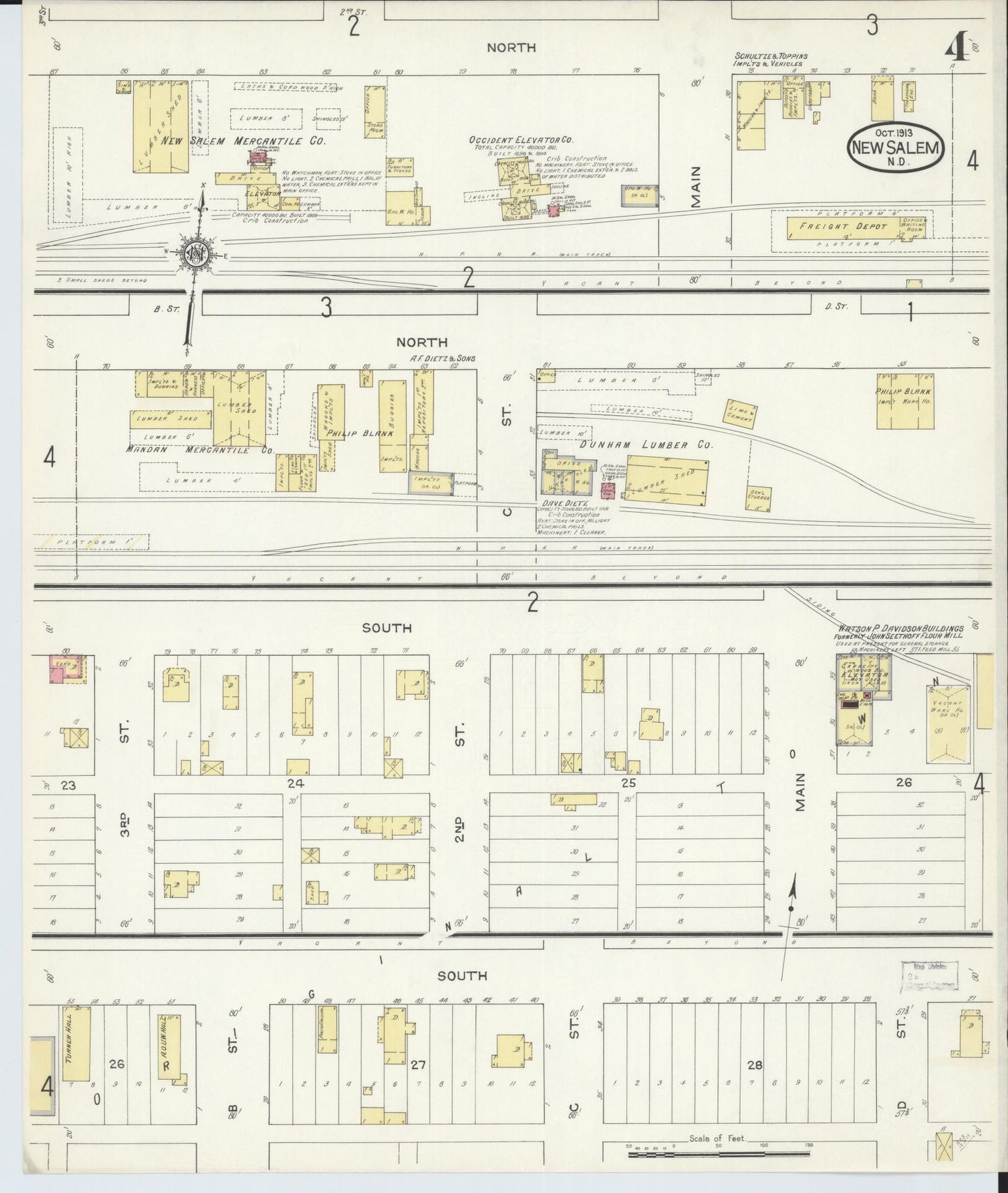 Sanborn Fire Insurance Map from New Salem, Morton County, North Dakota (1913), Sheet #0004 - Complete Map Set gallery image, historic Sanborn map, vintage wall art, North Dakota North Dakota