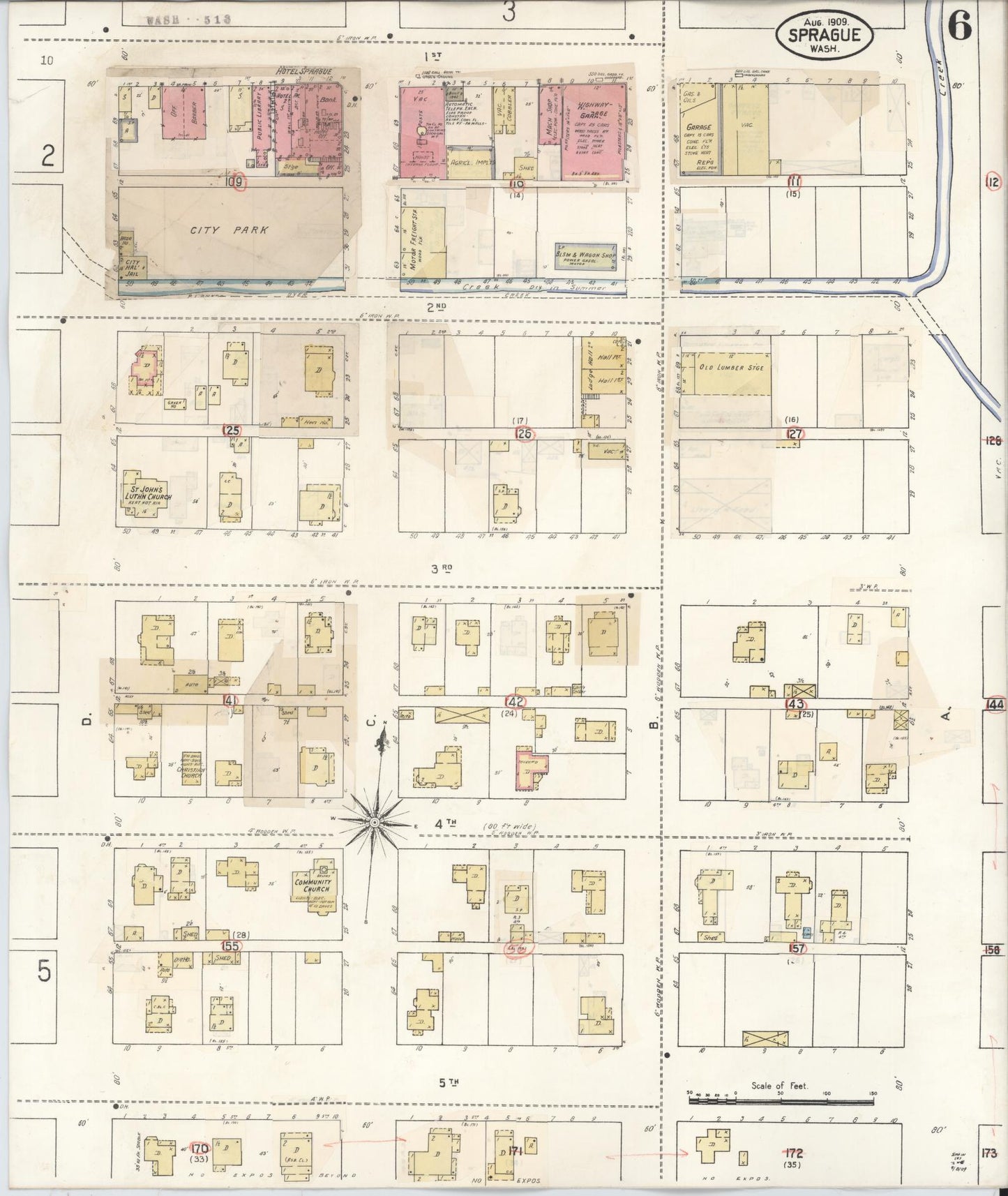 Sanborn Fire Insurance Map from Sprague, Lincoln County, Washington (1943), Sheet #0006 - Complete Map Set gallery image, historic Sanborn map, vintage wall art, Washington Washington