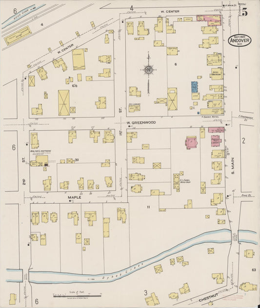 Sanborn Fire Insurance Map from Andover, Allegany County, New York (1922), Sheet #0005 - Historic Sanborn Fire Insurance Map Print, vintage old map wall art, antique decor, genealogy gift, New York New York map