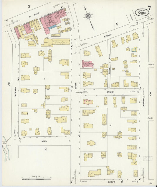 Sanborn Fire Insurance Map from Cuba, Allegany County, New York (1912), Sheet #0007 - Historic Sanborn Fire Insurance Map Print, vintage old map wall art, antique decor, genealogy gift, New York New York map
