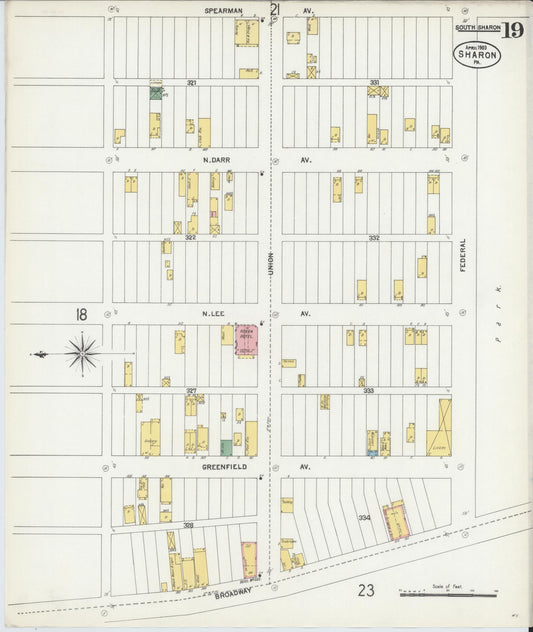 Sanborn Fire Insurance Map from Sharon, Mercer County, Pennsylvania (1903), Sheet #0019 - Historic Sanborn Fire Insurance Map Print, vintage old map wall art, antique decor, genealogy gift, Pennsylvania Pennsylvania map