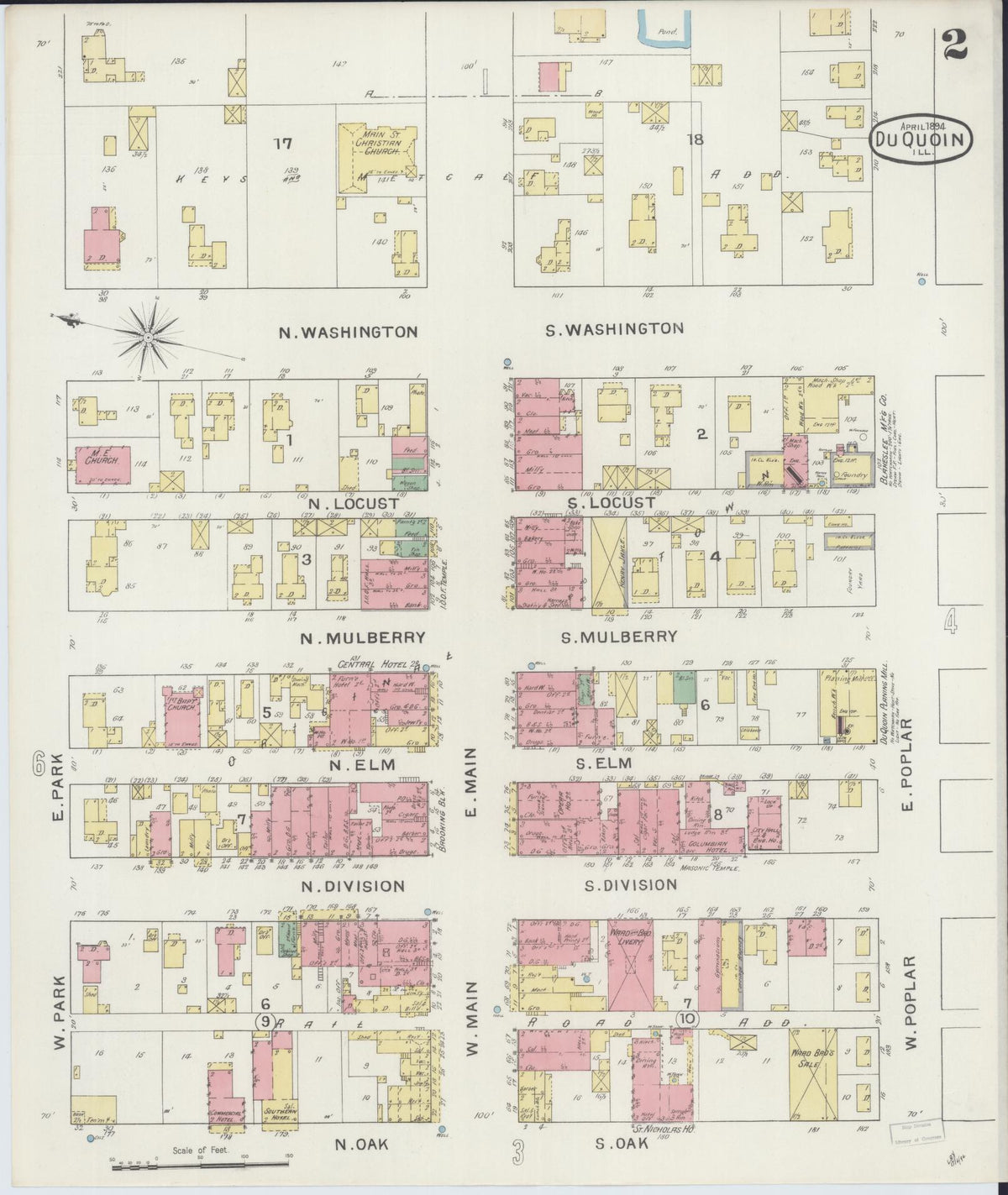 Sanborn Fire Insurance Map from Du Quoin, Perry County, Illinois (1894), Sheet #0002 - Complete Map Set gallery image, historic Sanborn map, vintage wall art, Illinois Illinois