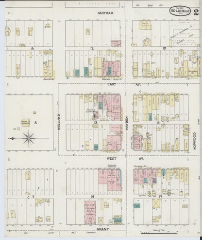 Sanborn Fire Insurance Map from Holdrege, Phelps County, Nebraska (1889), Sheet #0002 - Complete Map Set gallery image, historic Sanborn map, vintage wall art, Nebraska Nebraska