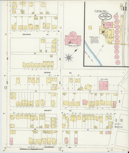 Sanborn Fire Insurance Map from Fairmont, Marion County, West Virginia (1906), Sheet #0011 - Complete Map Set gallery image, historic Sanborn map, vintage wall art, West Virginia West Virginia