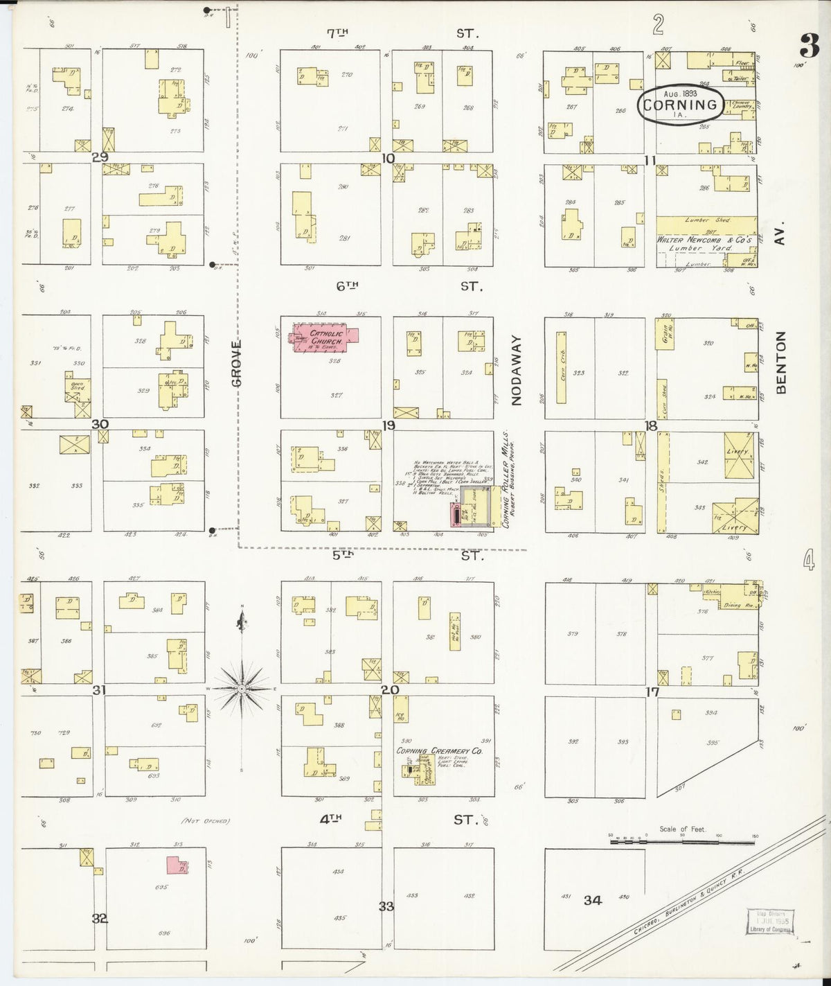 Sanborn Fire Insurance Map from Corning, Adams County, Iowa (1893), Sheet #0003 - Historic Sanborn Fire Insurance Map Print