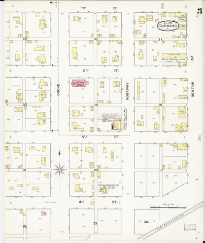 Sanborn Fire Insurance Map from Corning, Adams County, Iowa (1893), Sheet #0003 - Historic Sanborn Fire Insurance Map Print