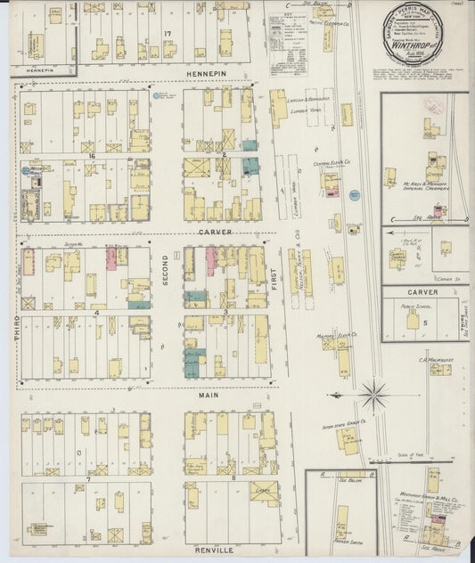 Sanborn Fire Insurance Map from Winthrop, Sibley County, Minnesota (1894), Sheet #0001 - Historic Sanborn Fire Insurance Map Print, vintage old map wall art, antique decor, genealogy gift, Minnesota Minnesota map