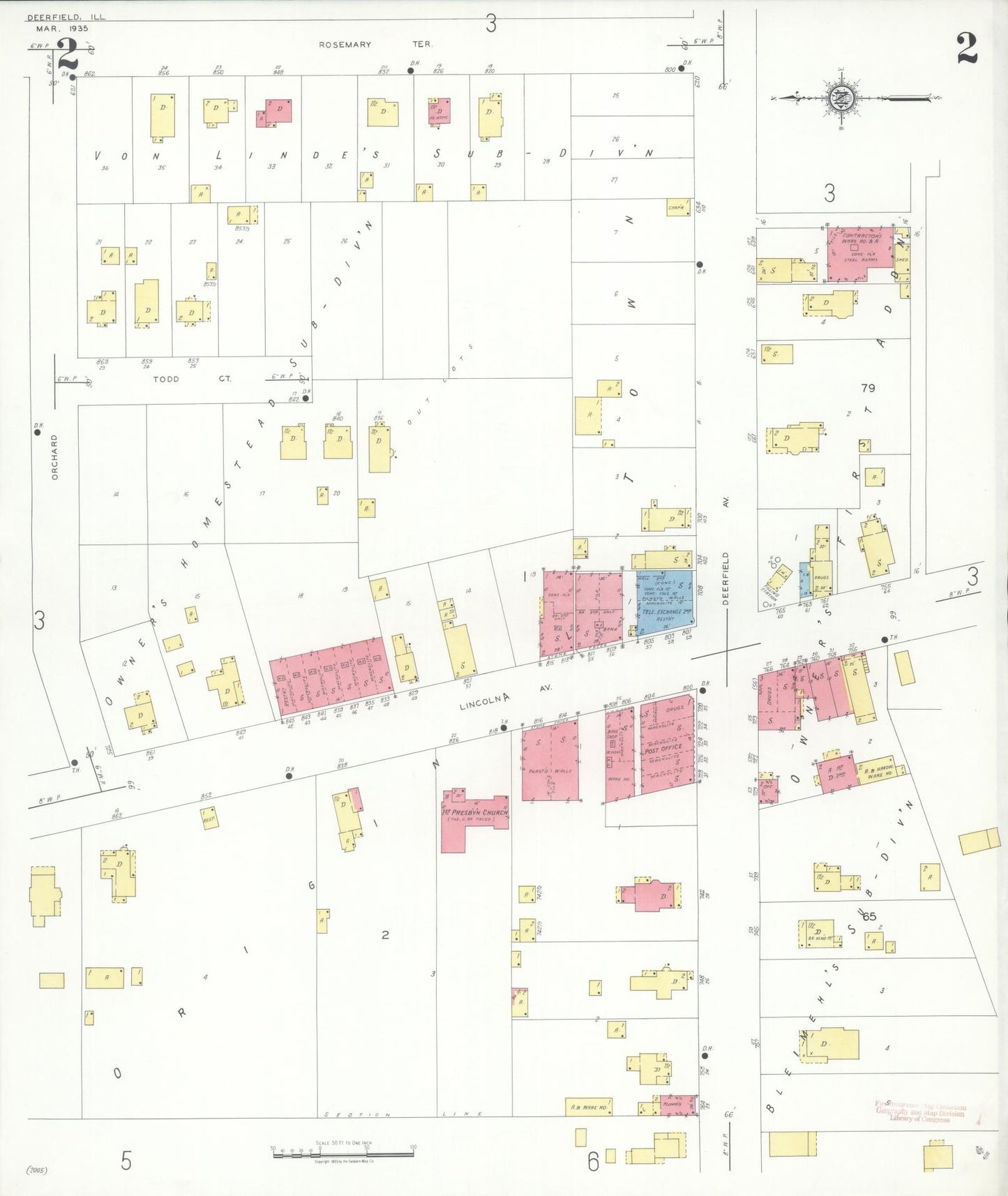 Sanborn Fire Insurance Map from Deerfield, Lake County, Illinois (1935), Sheet #0002 - Complete Map Set gallery image, historic Sanborn map, vintage wall art, Illinois Illinois