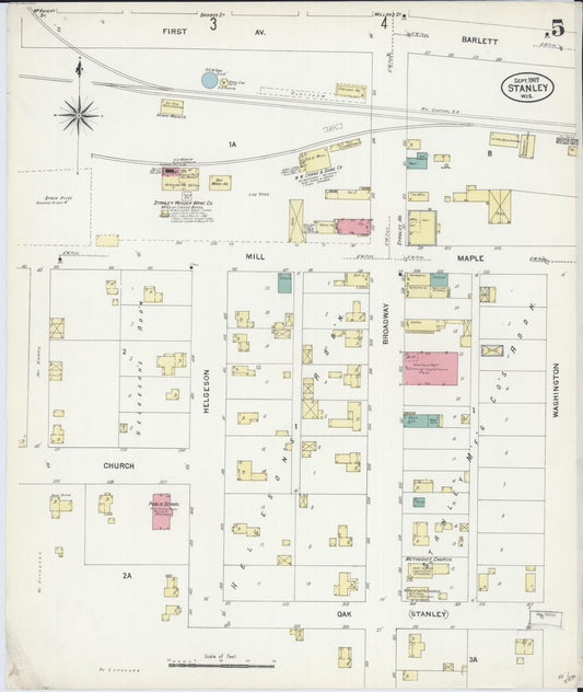 Sanborn Fire Insurance Map from Stanley, Chippewa County, Wisconsin (1907), Sheet #0005 - Historic Sanborn Fire Insurance Map Print, vintage old map wall art, antique decor, genealogy gift, Wisconsin Wisconsin map