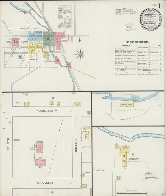 Sanborn Fire Insurance Map from Evansville, Rock County, Wisconsin (1894), Sheet #0001 - Historic Sanborn Fire Insurance Map Print, vintage old map wall art, antique decor, genealogy gift, Wisconsin Wisconsin map