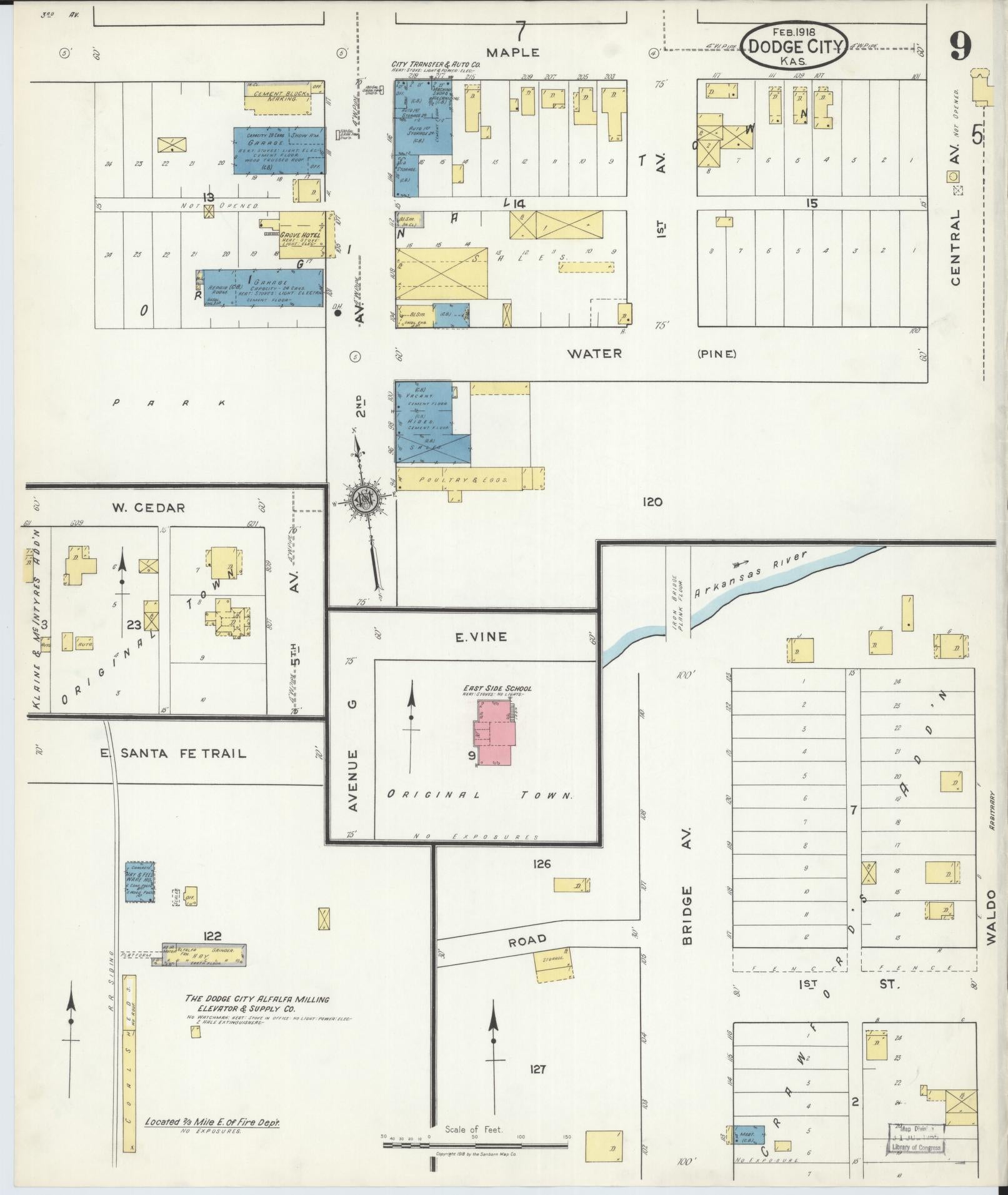Sanborn Fire Insurance Map from Dodge City, Ford County, Kansas (1918), Sheet #0009 - Complete Map Set gallery image, historic Sanborn map, vintage wall art, Kansas Kansas