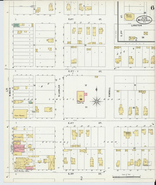 Sanborn Fire Insurance Map from Mitchell, Davison County, South Dakota (1898), Sheet #0006 - Historic Sanborn Fire Insurance Map Print, vintage old map wall art, antique decor, genealogy gift, South Dakota South Dakota map