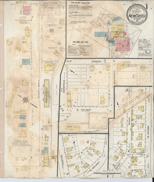 Sanborn Fire Insurance Map from Newcastle, Weston County, Wyoming (1936), Sheet #0001 - Historic Sanborn Fire Insurance Map Print, vintage old map wall art, antique decor, genealogy gift, Wyoming Wyoming map