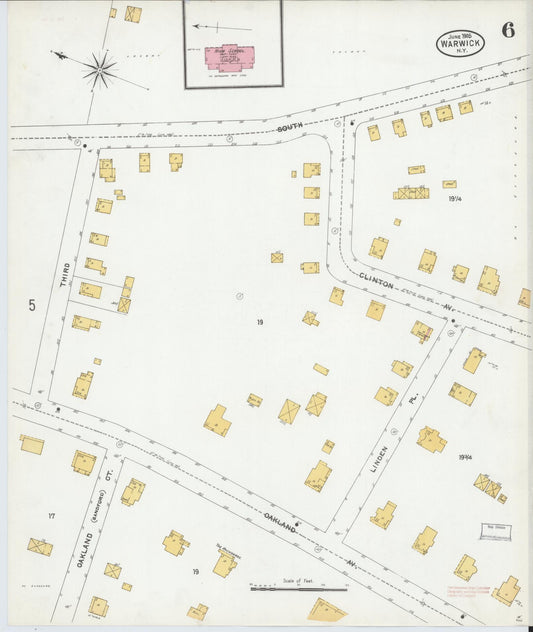 Sanborn Fire Insurance Map from Warwick, Orange County, New York (1905), Sheet #0006 - Historic Sanborn Fire Insurance Map Print, vintage old map wall art, antique decor, genealogy gift, New York New York map