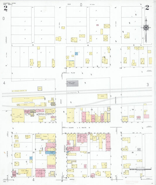 Sanborn Fire Insurance Map from Houston, Houston County, Minnesota (1950), Sheet #0002 - Historic Sanborn Fire Insurance Map Print, vintage old map wall art, antique decor, genealogy gift, Minnesota Minnesota map