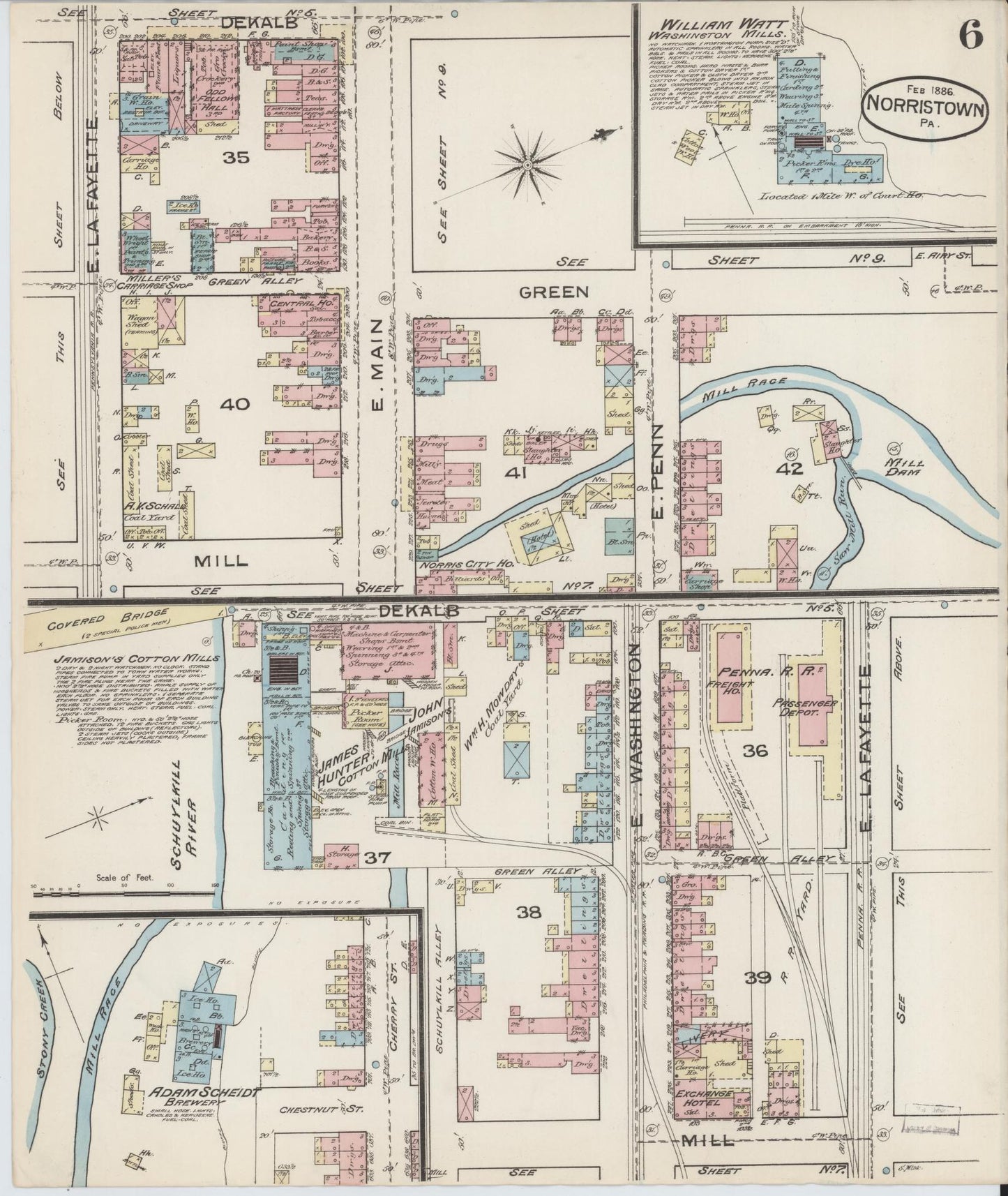Sanborn Fire Insurance Map from Norristown, Montgomery County, Pennsylvania (1886), Sheet #0006 - Complete Map Set gallery image, historic Sanborn map, vintage wall art, Pennsylvania Pennsylvania