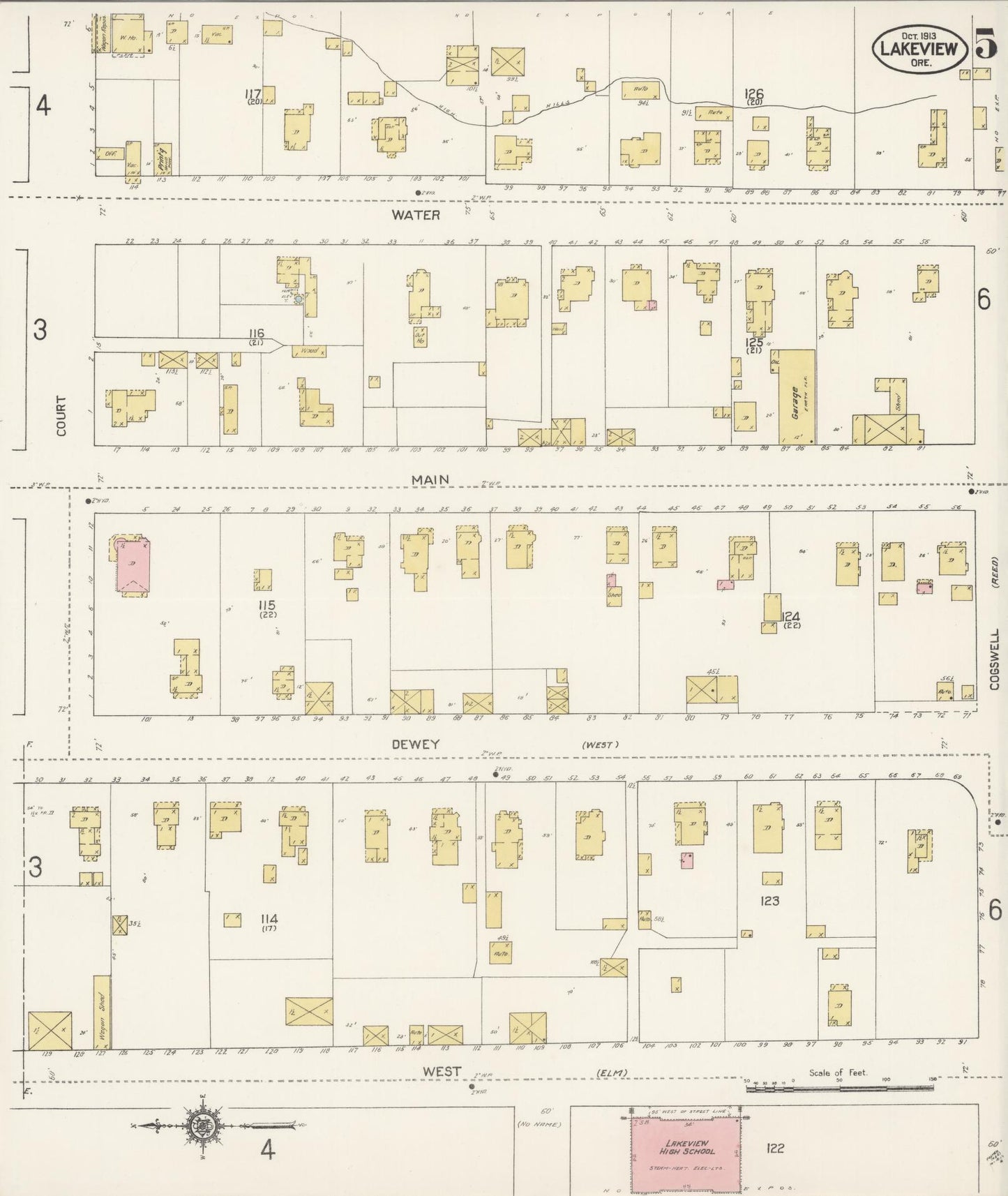 Sanborn Fire Insurance Map from Lakeview, Lake County, Oregon (1913), Sheet #0005 - Complete Map Set gallery image, historic Sanborn map, vintage wall art, Oregon Oregon