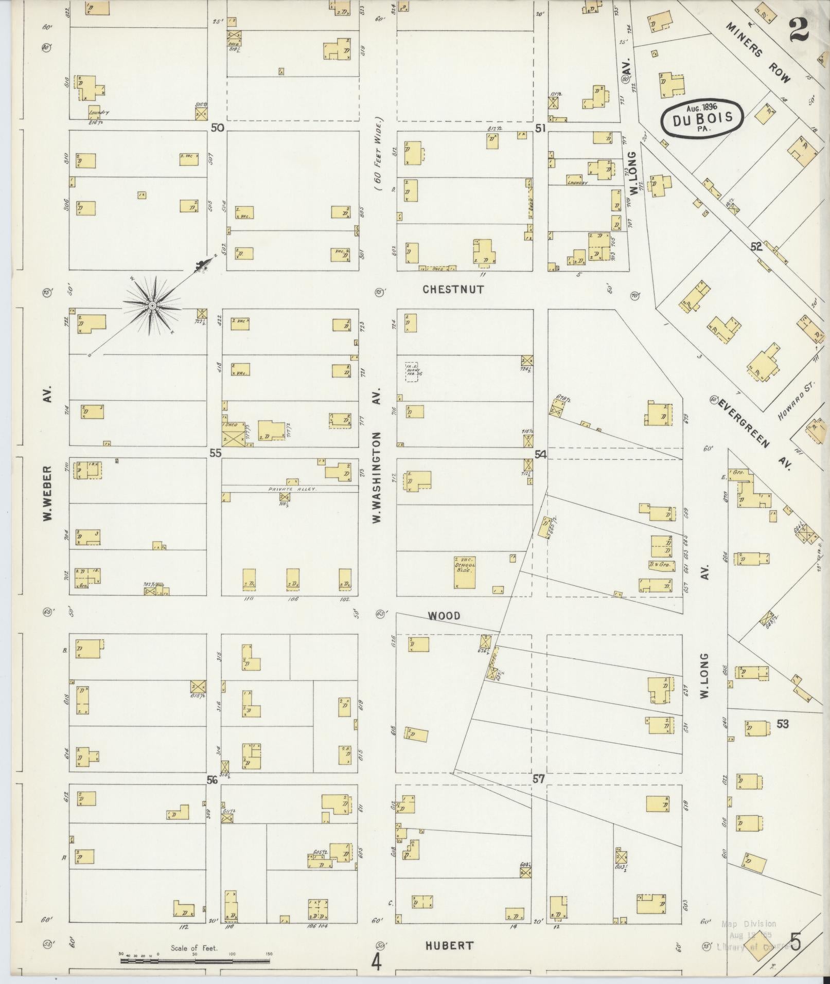 Sanborn Fire Insurance Map from Du Bois, Clearfield County, Pennsylvania (1896), Sheet #0002 - Historic Sanborn Fire Insurance Map Print, vintage old map wall art, antique decor, genealogy gift, Pennsylvania Pennsylvania map