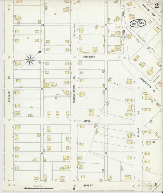 Sanborn Fire Insurance Map from Du Bois, Clearfield County, Pennsylvania (1896), Sheet #0002 - Historic Sanborn Fire Insurance Map Print, vintage old map wall art, antique decor, genealogy gift, Pennsylvania Pennsylvania map