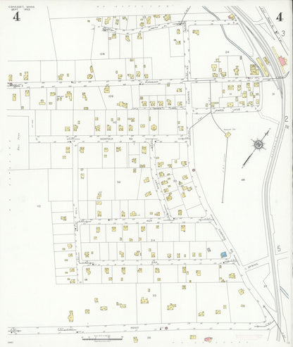 Sanborn Fire Insurance Map from Cohasset, Norfolk County, Massachusetts (1935), Sheet #0004 - Historic Sanborn Fire Insurance Map Print, vintage old map wall art, antique decor, genealogy gift, Massachusetts Massachusetts map