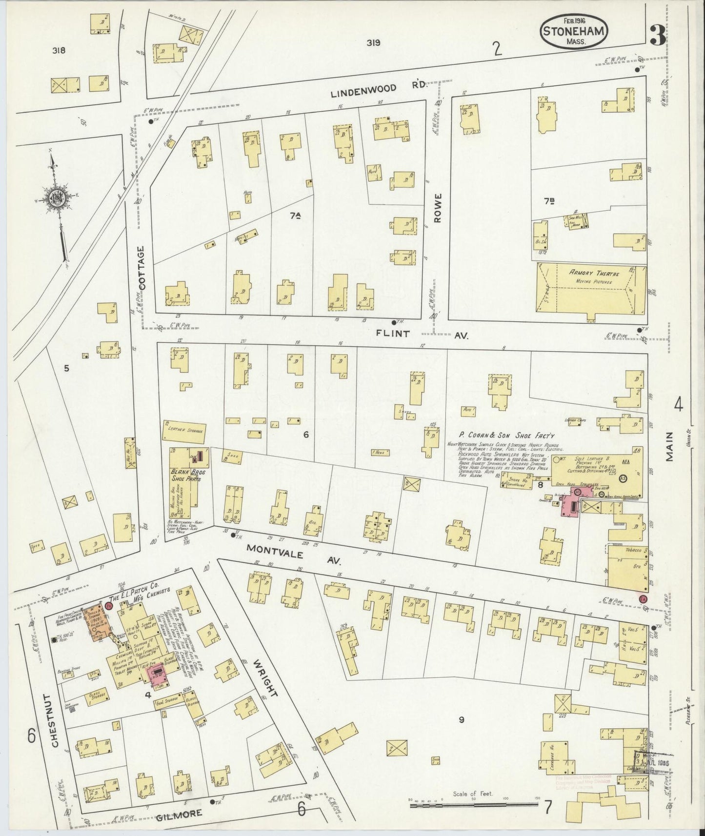 Sanborn Fire Insurance Map from Stoneham, Middlesex County, Massachusetts (1916), Sheet #0003 - Complete Map Set gallery image, historic Sanborn map, vintage wall art, Massachusetts Massachusetts