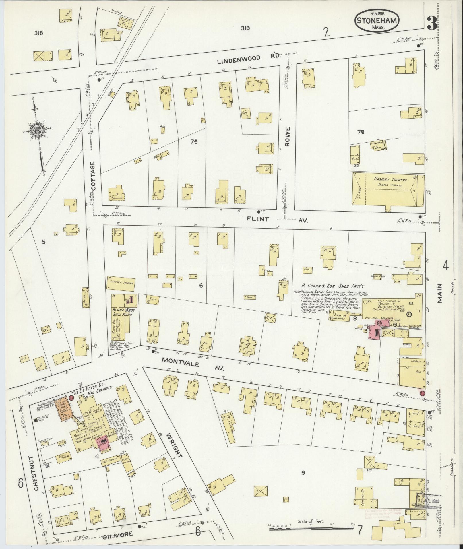 Sanborn Fire Insurance Map from Stoneham, Middlesex County, Massachusetts (1916), Sheet #0003 - Complete Map Set gallery image, historic Sanborn map, vintage wall art, Massachusetts Massachusetts