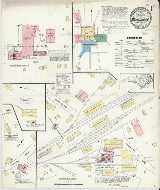 Sanborn Fire Insurance Map from Wadesboro, Anson County, North Carolina. (1914) – Historic Sanborn Fire Insurance Map Print