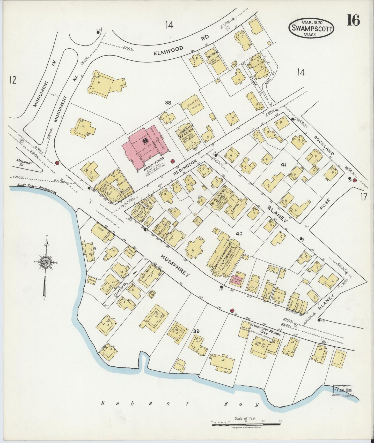 Sanborn Fire Insurance Map from Swampscott, Essex County, Massachusetts (1920), Sheet #0016 - Historic Sanborn Fire Insurance Map Print, vintage old map wall art, antique decor, genealogy gift, Massachusetts Massachusetts map