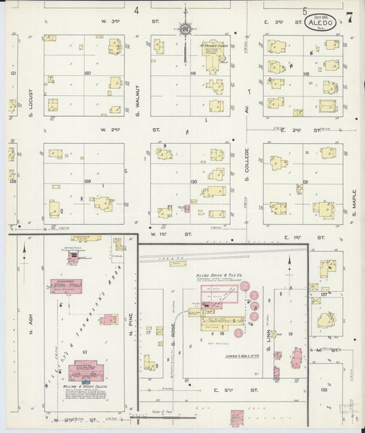 Sanborn Fire Insurance Map from Aledo, Mercer County, Illinois (1913), Sheet #0007 - Historic Sanborn Fire Insurance Map Print, vintage old map wall art, antique decor, genealogy gift, Illinois Illinois map