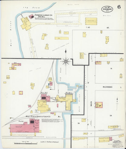Sanborn Fire Insurance Map from Shawano, Shawano County, Wisconsin (1907), Sheet #0006 - Complete Map Set gallery image, historic Sanborn map, vintage wall art, Wisconsin Wisconsin