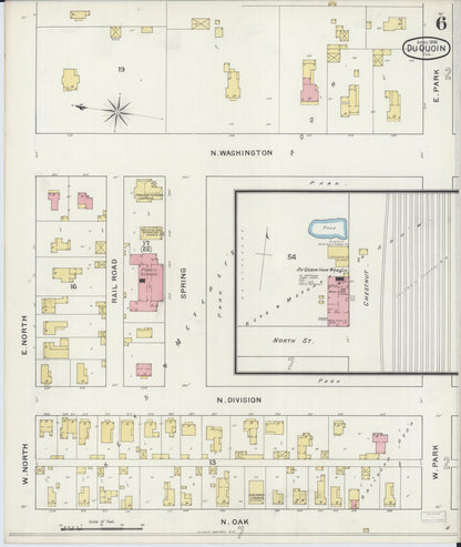 Sanborn Fire Insurance Map from Du Quoin, Perry County, Illinois (1894), Sheet #0006 - Historic Sanborn Fire Insurance Map Print, vintage old map wall art, antique decor, genealogy gift, Illinois Illinois map