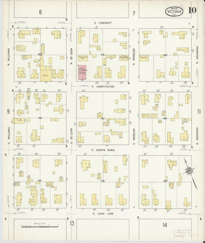 Sanborn Fire Insurance Map from Victoria, Victoria County, Texas (1912), Sheet #0010 - Complete Map Set gallery image, historic Sanborn map, vintage wall art, Texas Texas