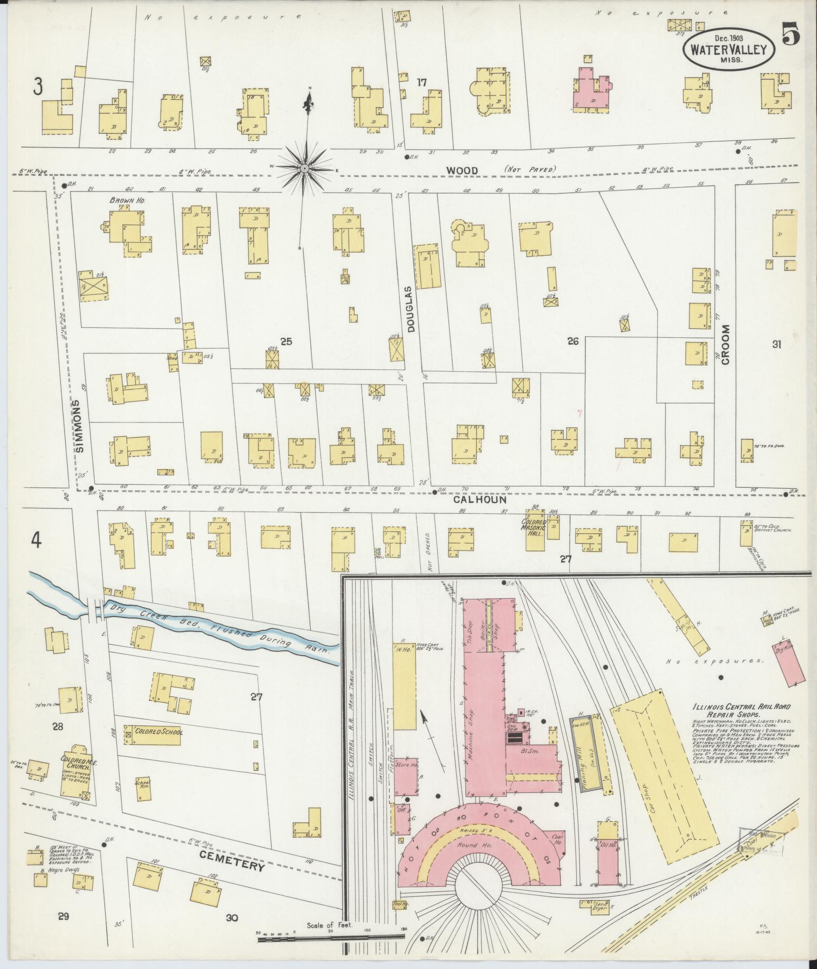 Sanborn Fire Insurance Map from Water Valley, Yalobusha County, Mississippi (1903), Sheet #0005 - Complete Map Set gallery image, historic Sanborn map, vintage wall art, Mississippi Mississippi