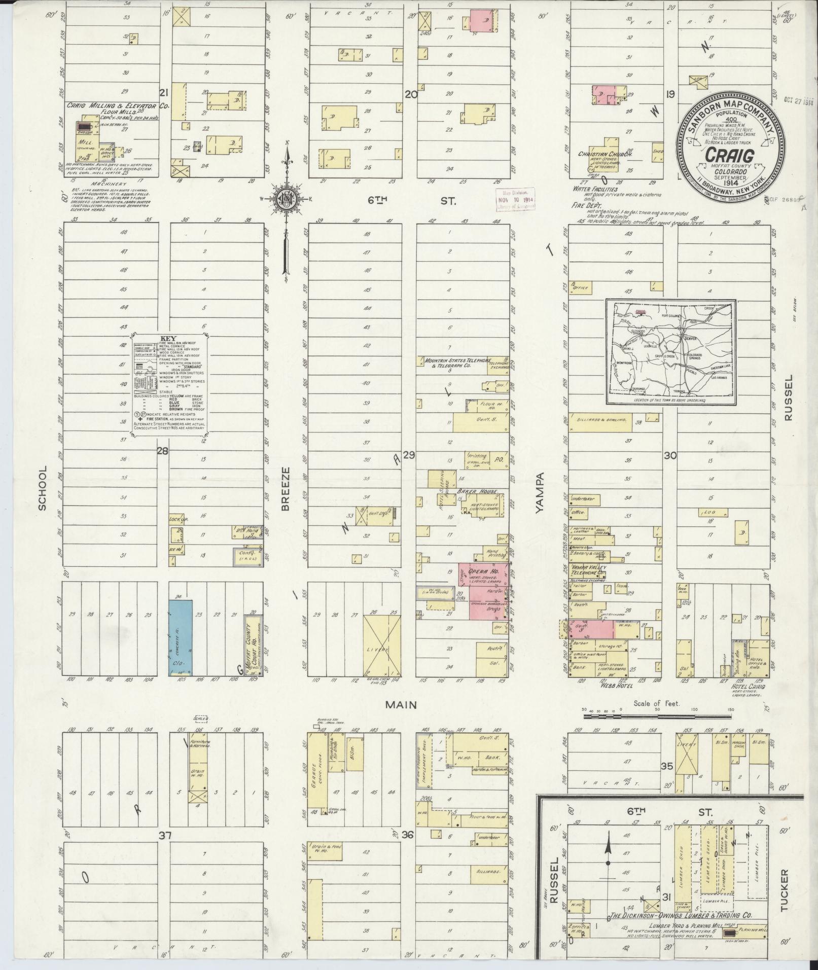 Sanborn Fire Insurance Map from Craig, Moffat County, Colorado (1914), Sheet #0001 - Historic Sanborn Fire Insurance Map Print, vintage old map wall art, antique decor, genealogy gift, Colorado Colorado map