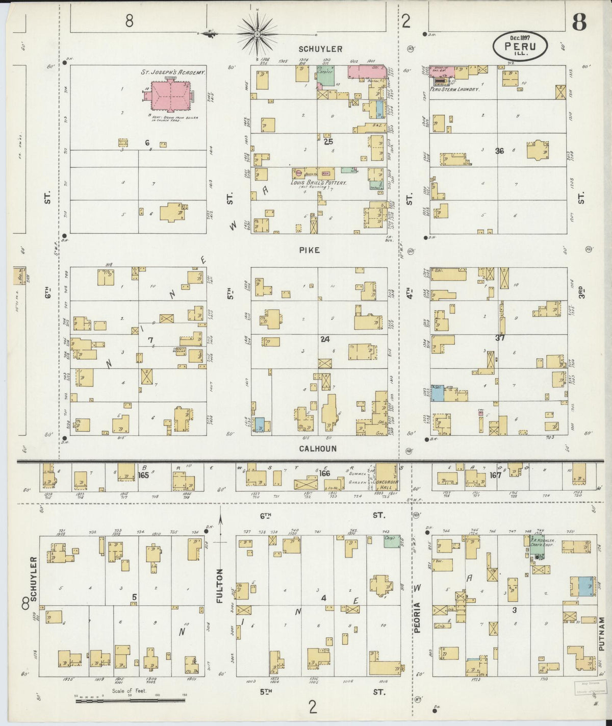 Sanborn Fire Insurance Map from Peru, La Salle County, Illinois (1897), Sheet #0008 - Complete Map Set gallery image, historic Sanborn map, vintage wall art, Illinois Illinois